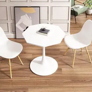 31.50"Modern Octagonal Coffee Table with MDF Table Top,Metal Base, for Dining Room, Kitchen, Living Room,White 31.50"Modern Octagonal Coffee Table with MDF Table Top,Metal Base, for Dining Room, Kitchen, Living Room,White