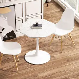 31.50"Modern Octagonal Coffee Table with Printed White Marble Table Top,Metal Base, for Dining Room, Kitchen, Living Room 31.50"Modern Octagonal Coffee Table with Printed White Marble Table Top,Metal Base, for Dining Room, Kitchen, Living Room