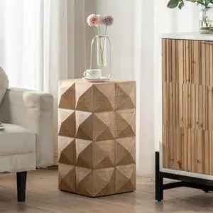 23.62"Height Three-dimensional Embossed Pattern Design Retro Coffee Table Retro Furniture 23.62"Height Three-dimensional Embossed Pattern Design Retro Coffee Table Retro Furniture