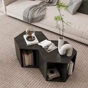 47.24'' Hexagonal Coffee Table Side Table Nightstand Burmese Sumac 2PCS 47.24'' Hexagonal Coffee Table Side Table Nightstand Burmese Sumac 2PCS