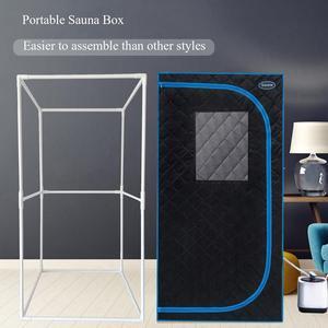 Portable Black Full Size Steam Sauna tentPersonal Home Spa, with Steam Generator, Remote Control, Foldable Chair, PVC pipes. Easy to Install,fast heating, with FCC & UL Certification.