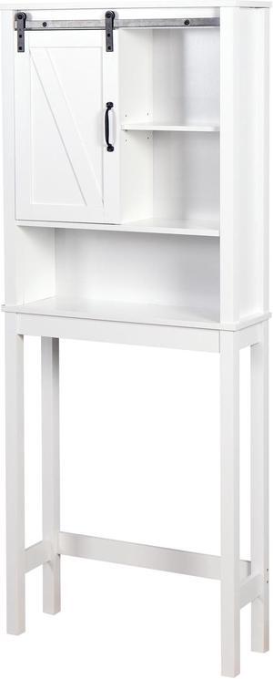 Over-the-Toilet Storage Cabinet, Space-Saving Bathroom Cabinet, with Adjustable Shelves and A Barn Door 27.16 x 9.06 x 67 inch