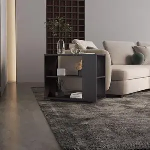 Garden 19,7" High Side Table , End Table, Sofa Table with Two Shelves Black
