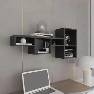 Wallshe 47" Wide 7-Tier Wall Shelf, Cube Shelf Modular Shelf for Living Room, Home office, Bedroom  Black