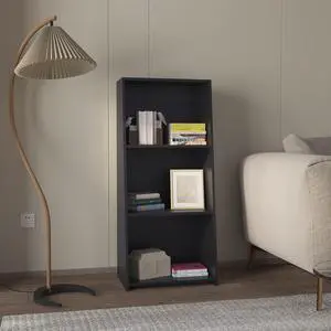 Anthem Bookcase in Melamine with Three Shelves, Black