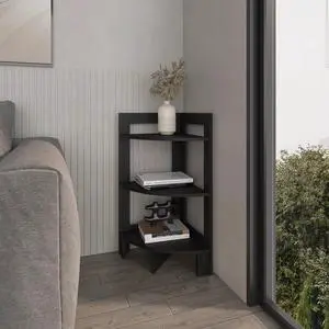 Black Corner Shelf with 3 Shelf