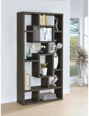 Weathered Grey 10-Shelf Open Back Bookcase