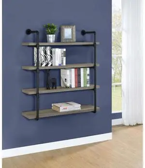 Black and Grey Driftwood 4-tier Wall Shelf