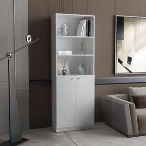 Zachary White 2-Door Bookcase
