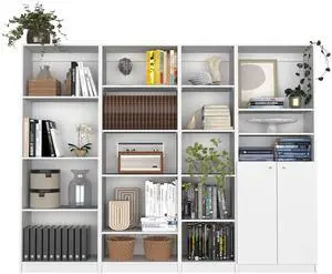Clawson 4 Piece Living Room Set with 4 Bookcases, White