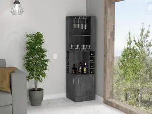 Seattle Bar Cabinet, Eight Bottle Cubbies, Two Large Open Shelves