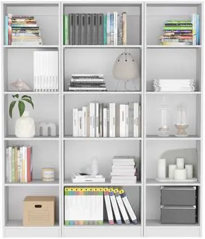 Parwan 3 Piece Living Room Set with 3 Bookcases, White