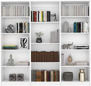 Blende 3 Piece Living Room Set with 3 Bookcases, White