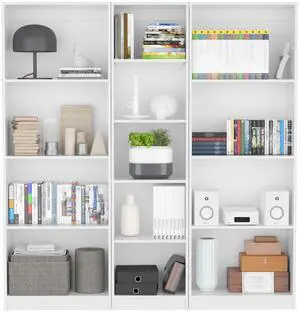 Trues 3 Piece Living Room Set with 3 Bookcases, White