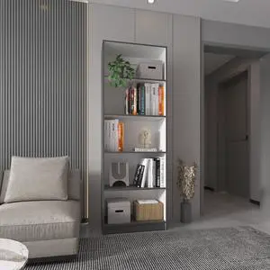 Jurgen Faux Concrete & Silver Finish Bookshelf