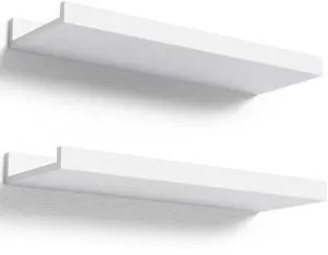 Floating Shelves Wall Mounted Set of 2, Modern White Shelves for Room