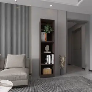 Home Slim 5 Shelves Narrow Bookcase With Open Shelves, Stained Walnut