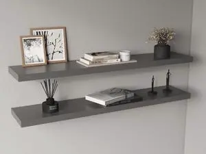 Ecco 47" Wide Floating Shelves Set of 2, Shelves for Wall Decor for Bedroom, Bathroom Storage Shelves, Book Shelves for Living Room Matt Gray