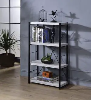 Jurgen Antique White & Black Finish Bookshelf