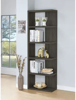 Weathered Grey 5-shelf Bookcase
