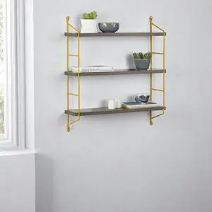 Neelix Triple Shelf, Walnut/Yellow
