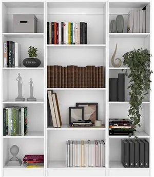 Torrey 3 Piece Living Room Set with 3 Bookcases, White