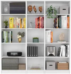 Olson 3 Piece Living Room Set with 3 Bookcases, White