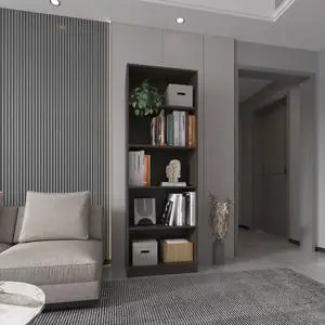 Home 4 Shelves Bookcase Kronos, Open Storage, Stained Walnut