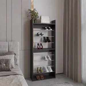 Shoe Rack, 10 Shelves, Black Wengue