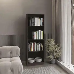 Bookcase with Spacious Tier-Shelving Design, Dark Walnut / Black Wengue