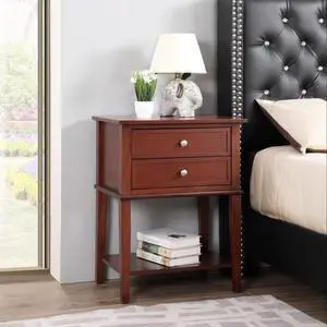 Sleek Cherry Nightstand With Storage Shelf