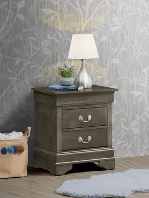 Charming Traditional Gray Nightstand