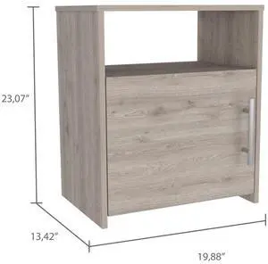 Nightstand Cuarzz, One Cabinet, Light Gray Finish