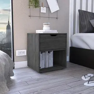 Aberdeeen 19.7-Inch High Nightstand End Table with Open Shelf