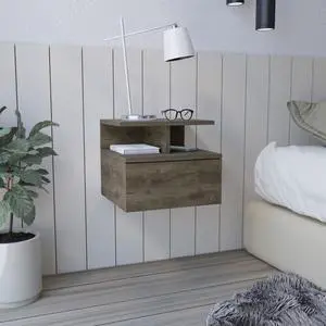 Adele Floating Nightstand with Drawer and Open Storage Shelves
