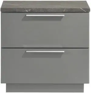 Elara Nightstand  Two-Tone High-Gloss Marble & Lacquer Finish with Red Velvet-Lined Drawers and Metal-Finished Legs- Gray  same as B009P309299 (CA inventory)