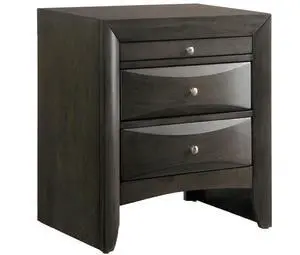 Grey Oak Nightstand with 2 Drawers