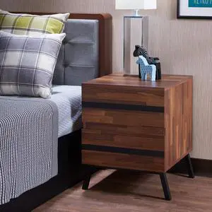Karine Walnut & Black Finish Accent Table