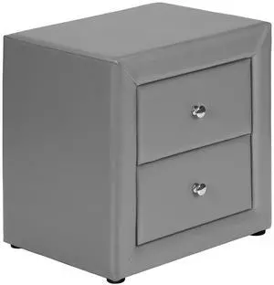 Nightstand, Nightstand, End, Side, Lamp, Storage Drawer, Bedroom, Upholstered, Grey Leather Look, Transitional