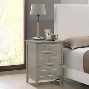 Sleek Contemporary Nightstand In Silver Champagne