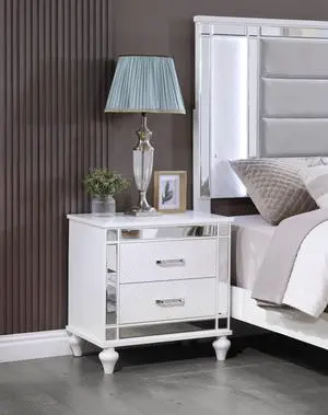 Livorno G02790-N Nightstand , Silver Champagne