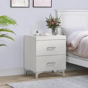 White 2-drawer Nightstand