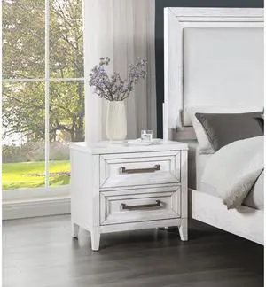 Avril Distressed White 2-drawer Nightstand Bedside Table