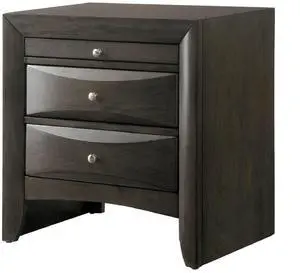 1Pc Contemporary 2 Drawer Nightstand End Table Jewelry Tray Gray Finish Solid Wood Wooden Bedroom Furniture
