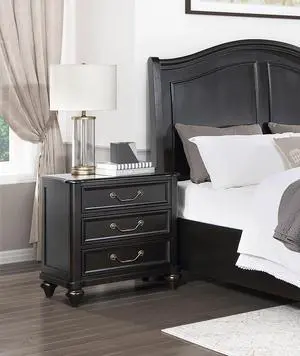 Charcoal Brown Finish Traditional Bedroom Furniture 1pc Nightstand of 3 Drawers Antique Handles Classic Design Bedside Table