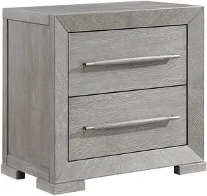 Modern Gray Finish Nightstand with 2x Storage Drawer Contemporary Bedroom Furniture, Gray Tone Handles Bedside Table 1pc