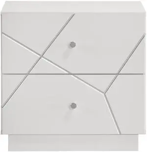 Manhattan Nightstand  Lacquer Finish with Geometric Design and Velvet-Lined Drawers for Modern Bedrooms  same as B009P309295 (CA inventory)
