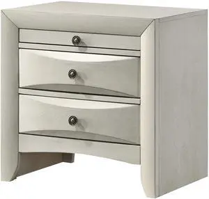 1pc Contemporary Neutral White Finish Curved Drawer Fronts Storage Drawers Nightstand Wooden