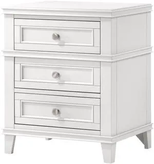 White 3 Drawer Nightstand W/ USB White 3 Drawer Nightstand W/ USB