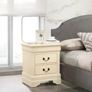 Classic Beige Nightstand With Drawers